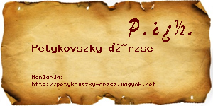Petykovszky Örzse névjegykártya